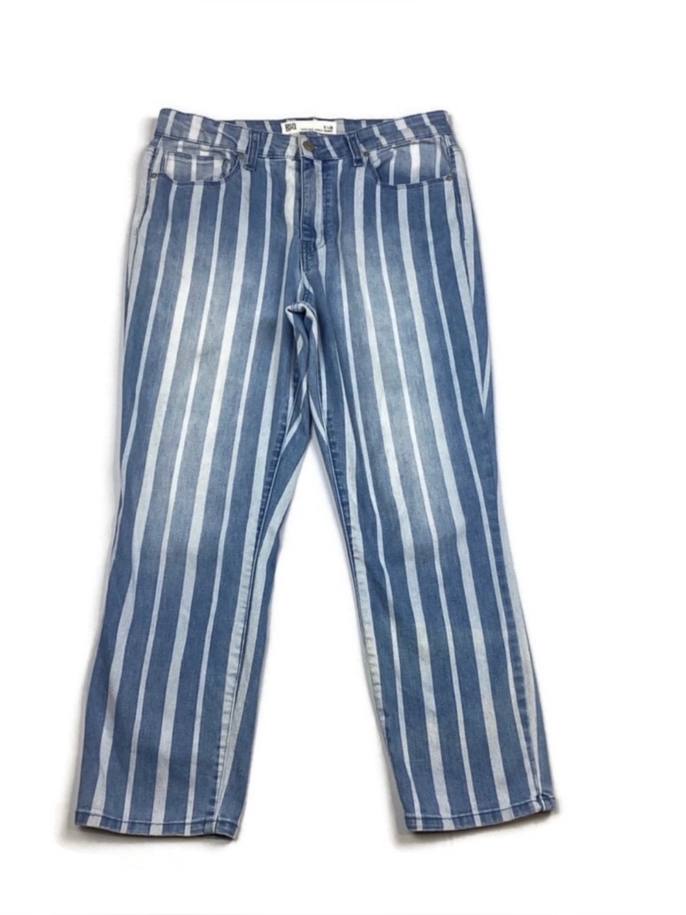 RSQ Striped Blue Distressed High Rise Ankle Skinny Jeans